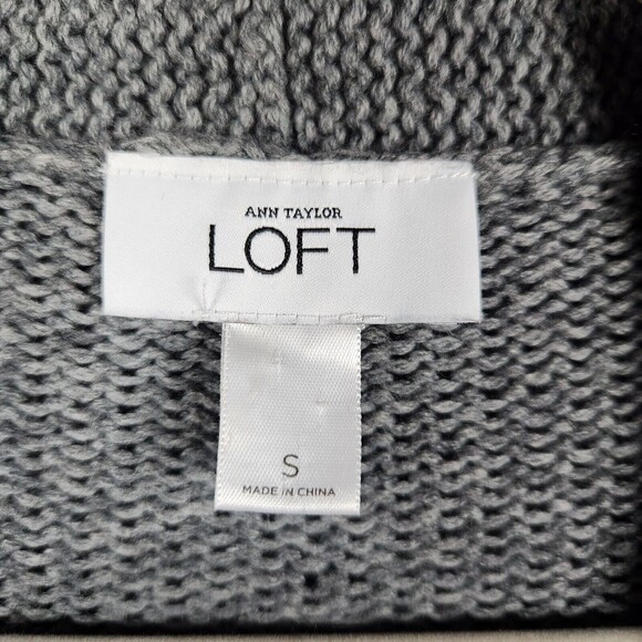 ANN TAYLOR LOFT 254194 Gray Cable Knit Wool Blend Pullover Sweater SIZE S - Picture 10 of 12